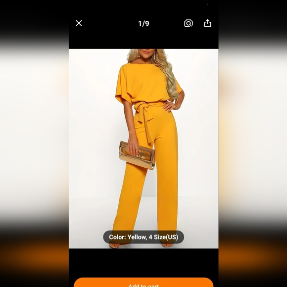 Tangerine belted jumpsuit - Picture 9 of 10